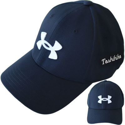 M utaMARINE 波の刺繍ゴルフキャップ黒 アンダーアーマー（UNDER ARMOUR） キャップ（名入れ刺しゅう入り）
