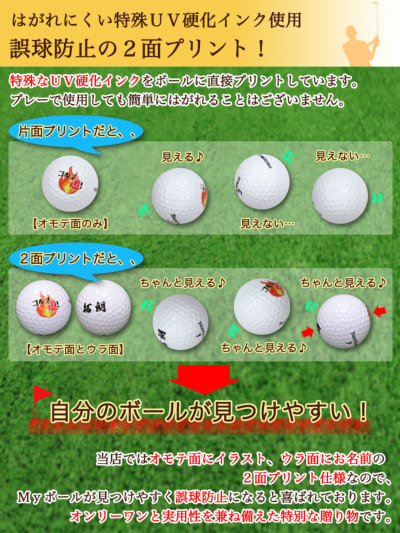 名入れゴルフボール 3個 & ステンレス切り文字グリーンフォーク「PRO