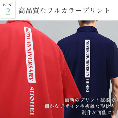 ゴルファーノリック 夏ゴルフ CPG ゴルフシャツ テキストプリント 名入れ ゴルフウェア（ドライポロシャツ）「バックテキスト」